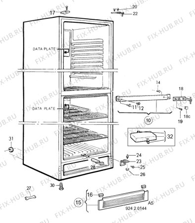 Взрыв-схема холодильника Electrolux ER3401B - Схема узла C10 Cabinet